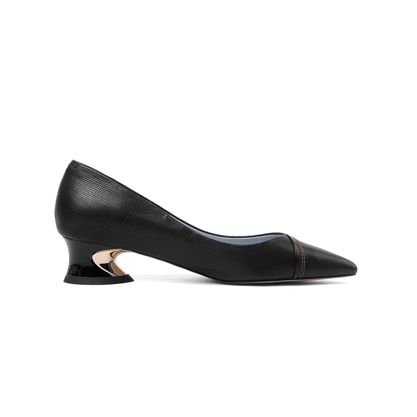 Nine Seven Women's Pointed Toe Handmade Genuine Leather Low Chunky Heel Comfort Casual Pumps