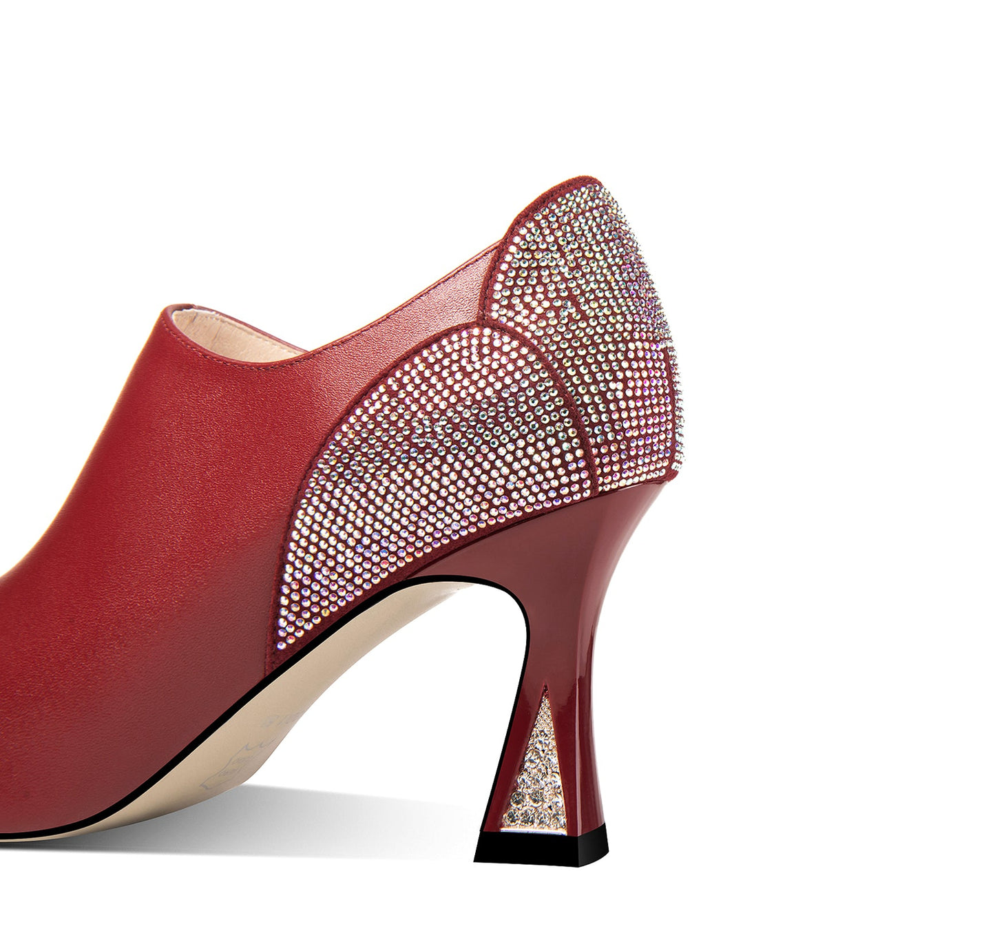 Nine Seven Women's Genuine Leather Handmade Side Zip Up High Heel Pointed Toe Sparkling Glitter Oxford Pumps