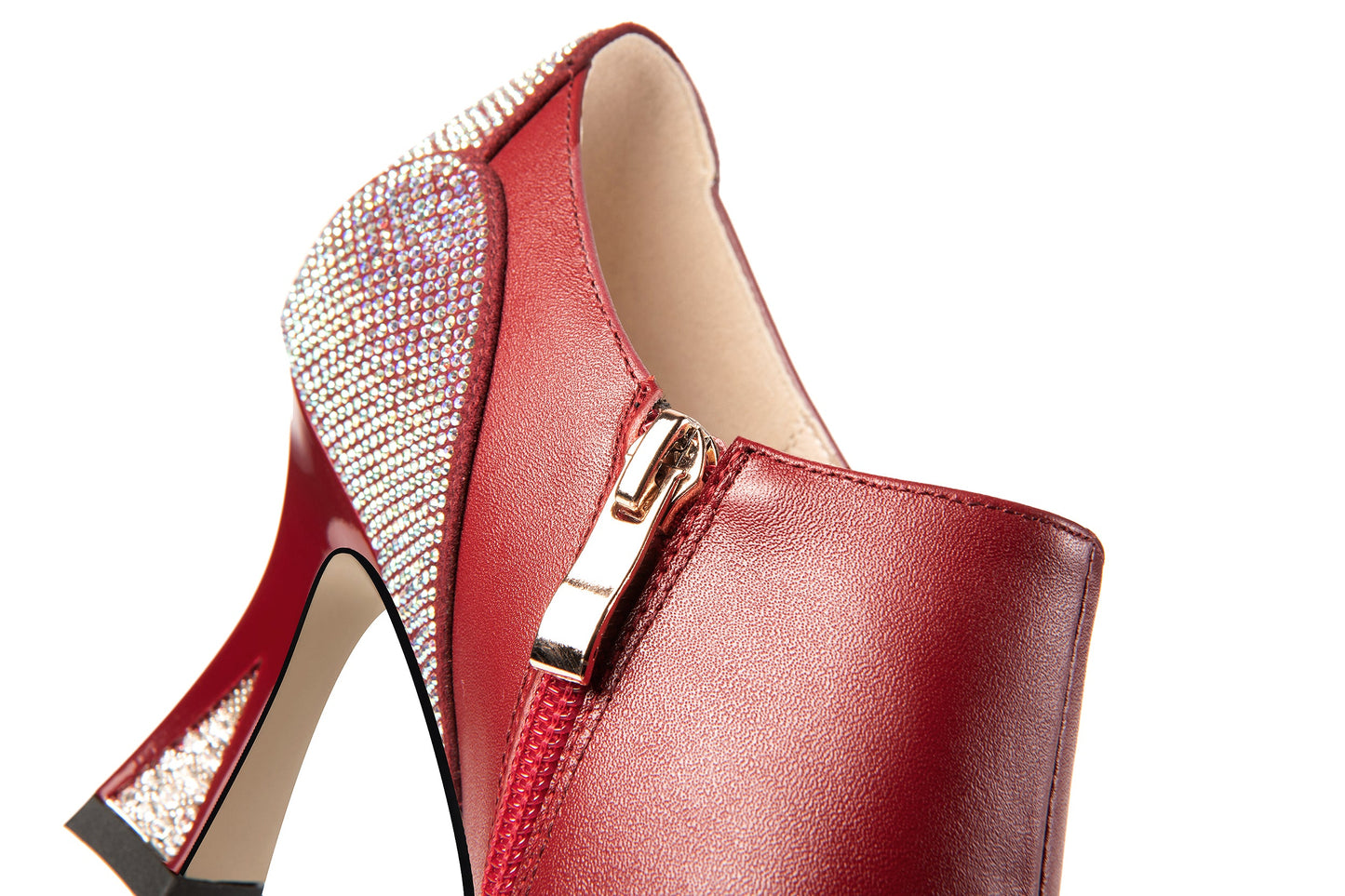 Nine Seven Women's Genuine Leather Handmade Side Zip Up High Heel Pointed Toe Sparkling Glitter Oxford Pumps