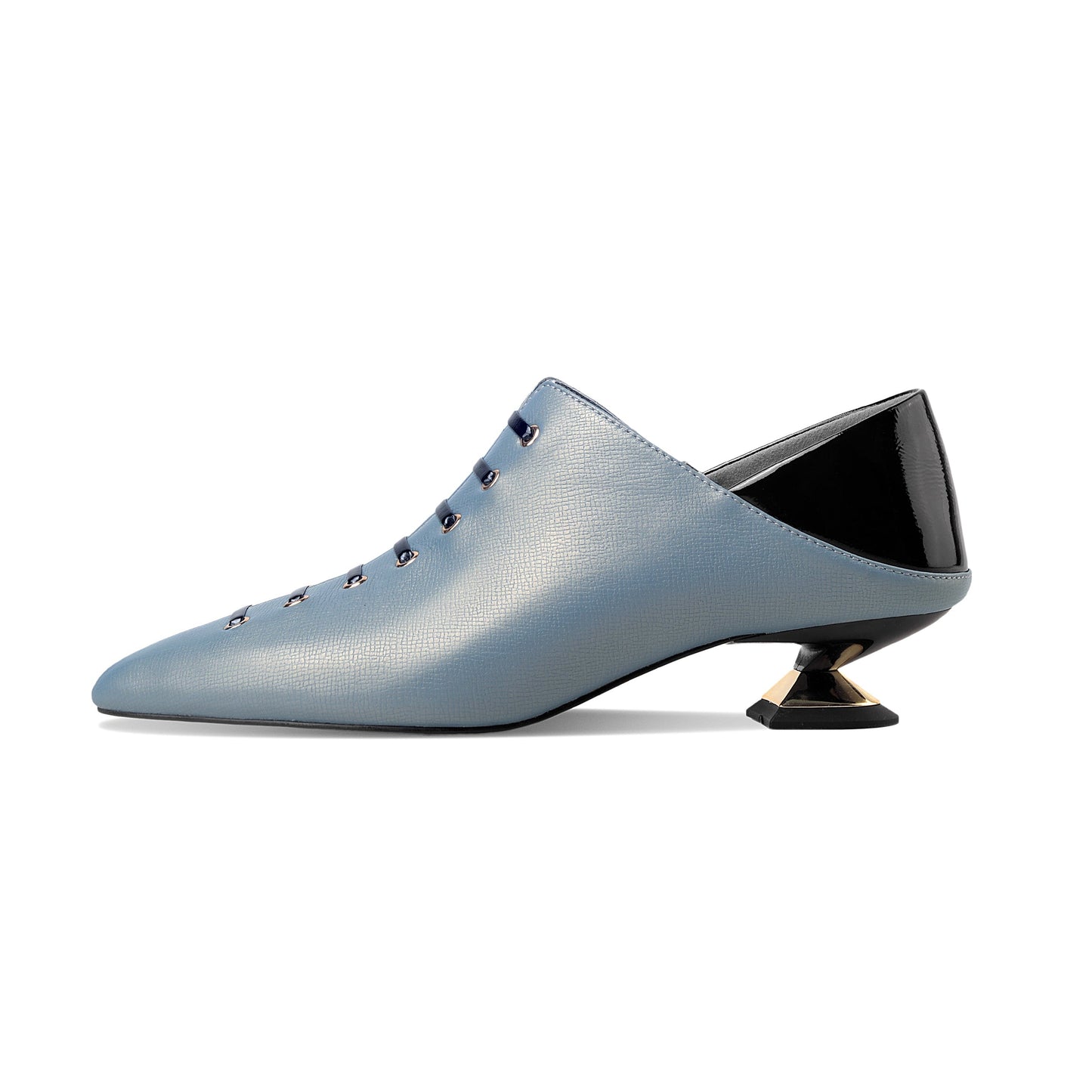 Nine Seven Women's Handmade Genuine Leather Unique Low Chunky Heel Pointed Toe Side Zip Up Assorted Color Pump Shoes