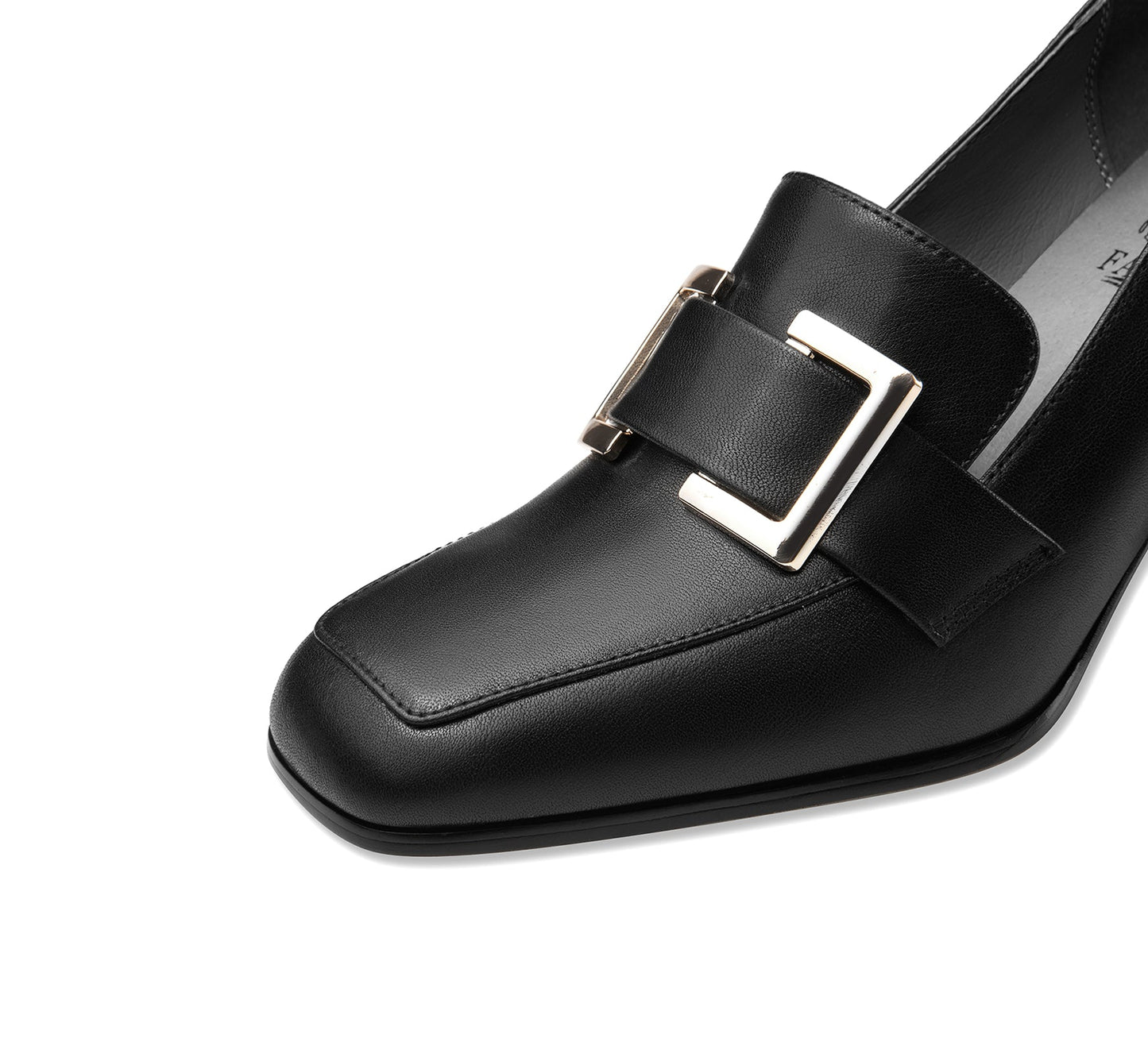 Nine Seven Women's Handmade Genuine Leather Block Heel Square Toe Pumps Shoes with Modern Pattern