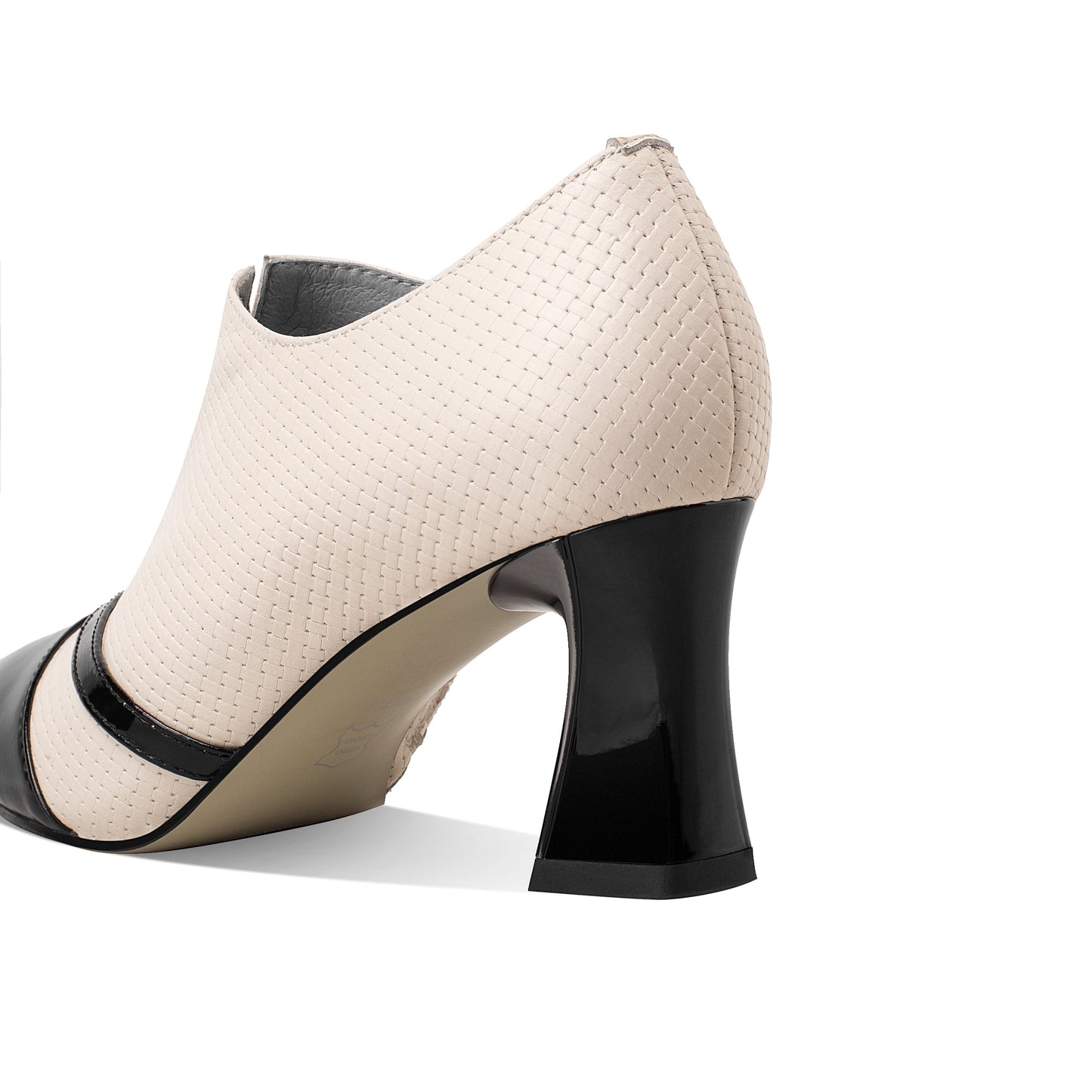 Nine Seven Women's Handmade Genuine Leather Patent Pointed Toe Mid Spool Heel Side Zip Up Modern Pump Shoes