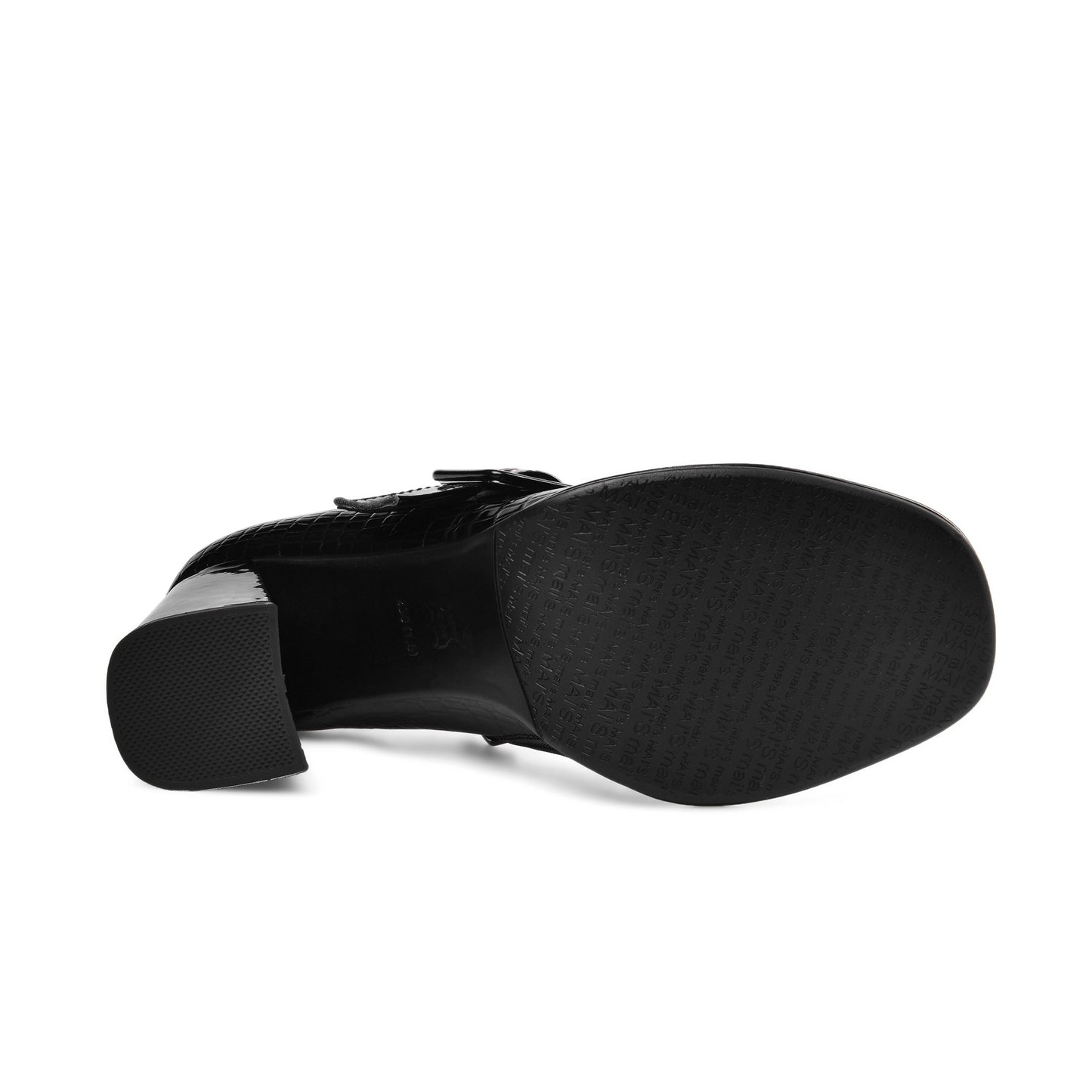 Nine Seven Women's Handmade Patent Leather Round Toe Zip Up High Chunky Heel Chic Pumps Shoes with Buckle