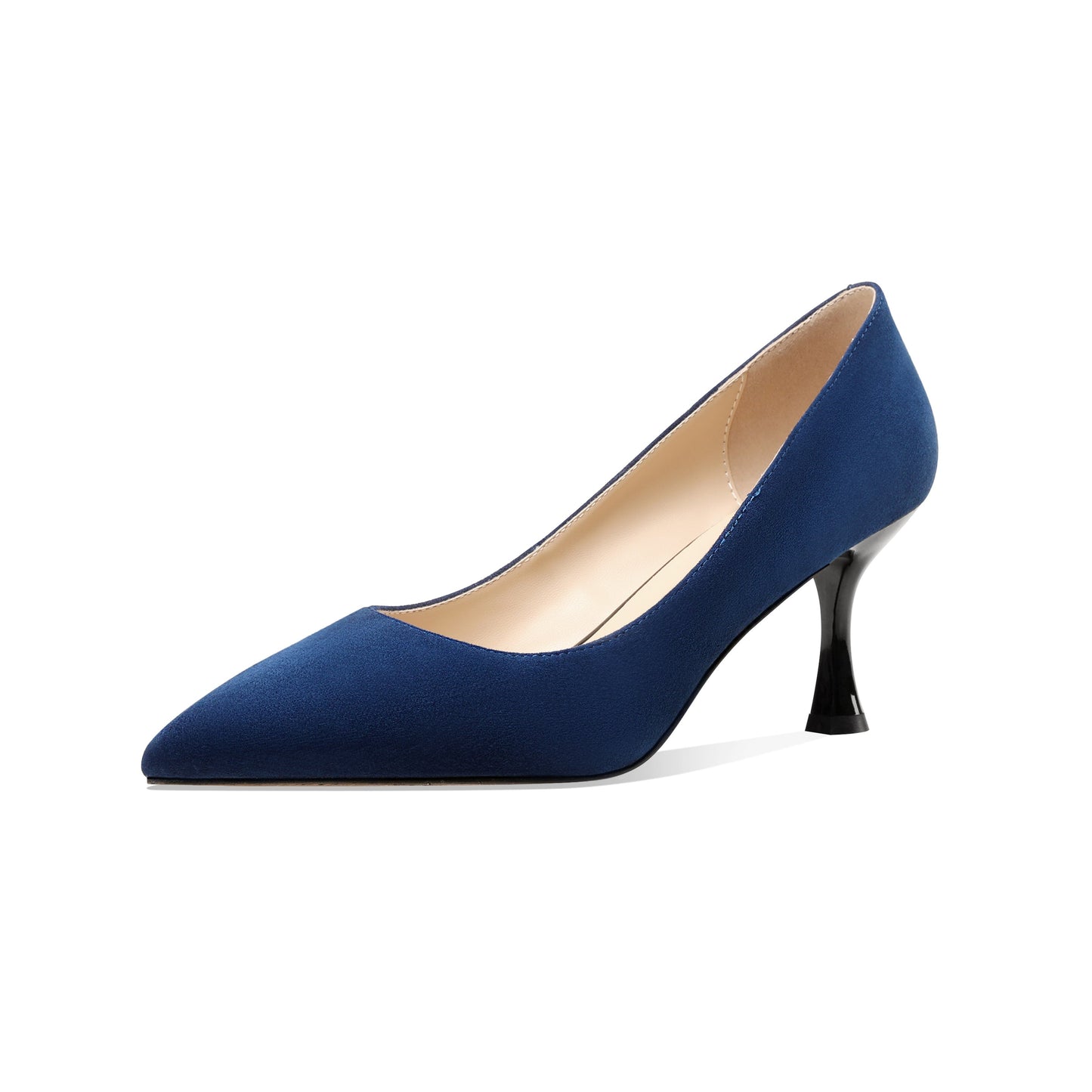 Nine Seven Suede Leather Women's Handmade Pointed Toe Sexy Mid Stiletto Heel Slip On Office Party Pump Shoes