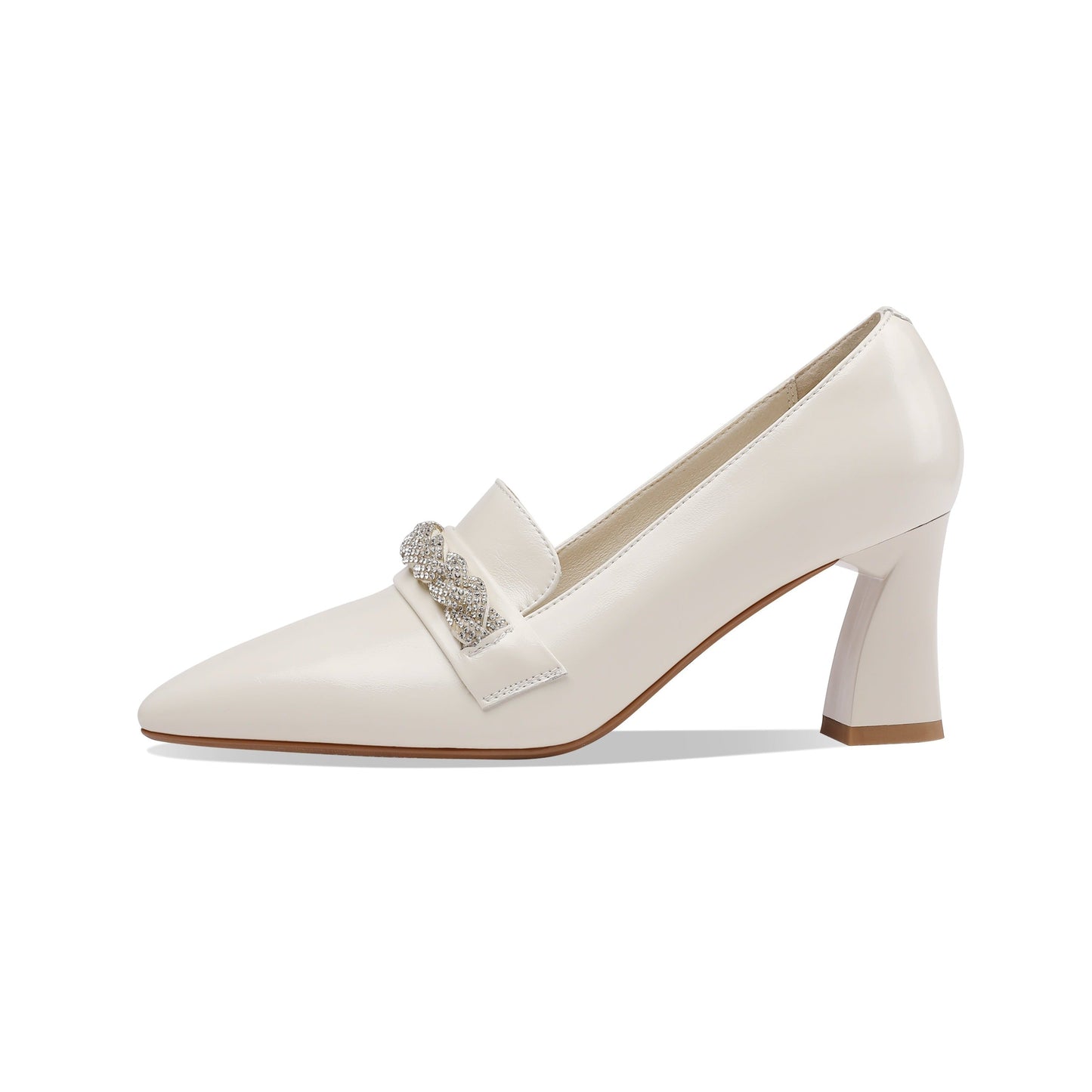 Nine Seven Women's Pointed Toe Genuine/Suede Leather Handmade Mid Chunky Heels Stylish Slip On Pumps Shoes