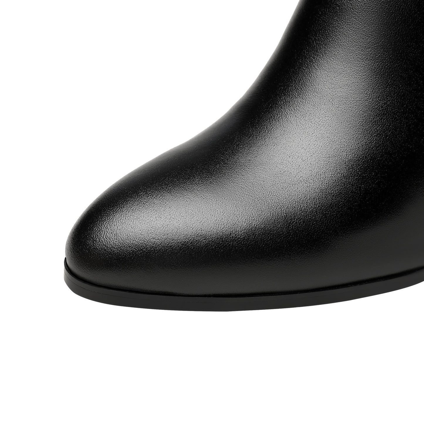 Nine Seven Women's Genuine Leather Handmade Round Toe Side Zipper Mid Chunky Heel Classic Ankle Boots with Buckle