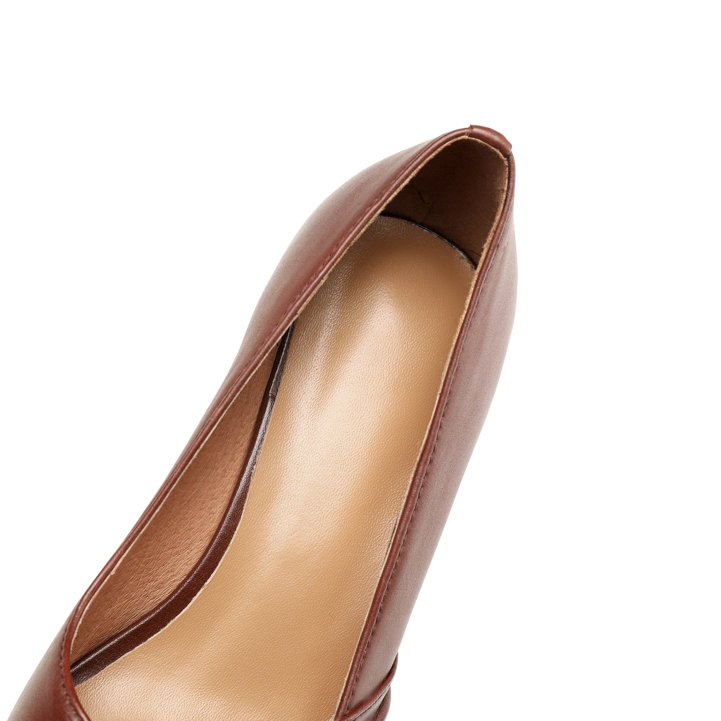 Nine Seven Women's Genuine Leather Hnadmade Wrinkle Design Pointed Toe Mid Chunky Heel Pumps Shoes