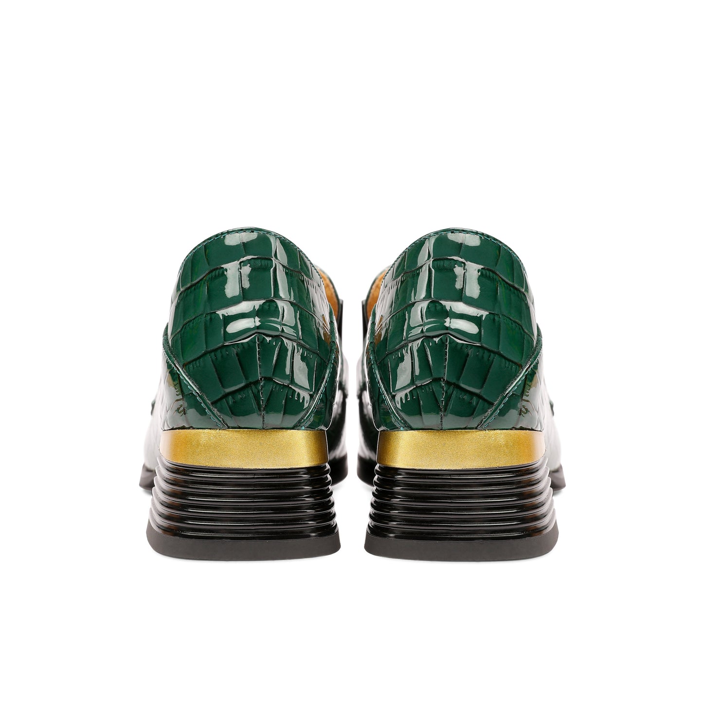 Nine Seven Women's Patent Leather Square Toe Handmade Buckled Casual Loafers Shoes with Low Chunky Heels