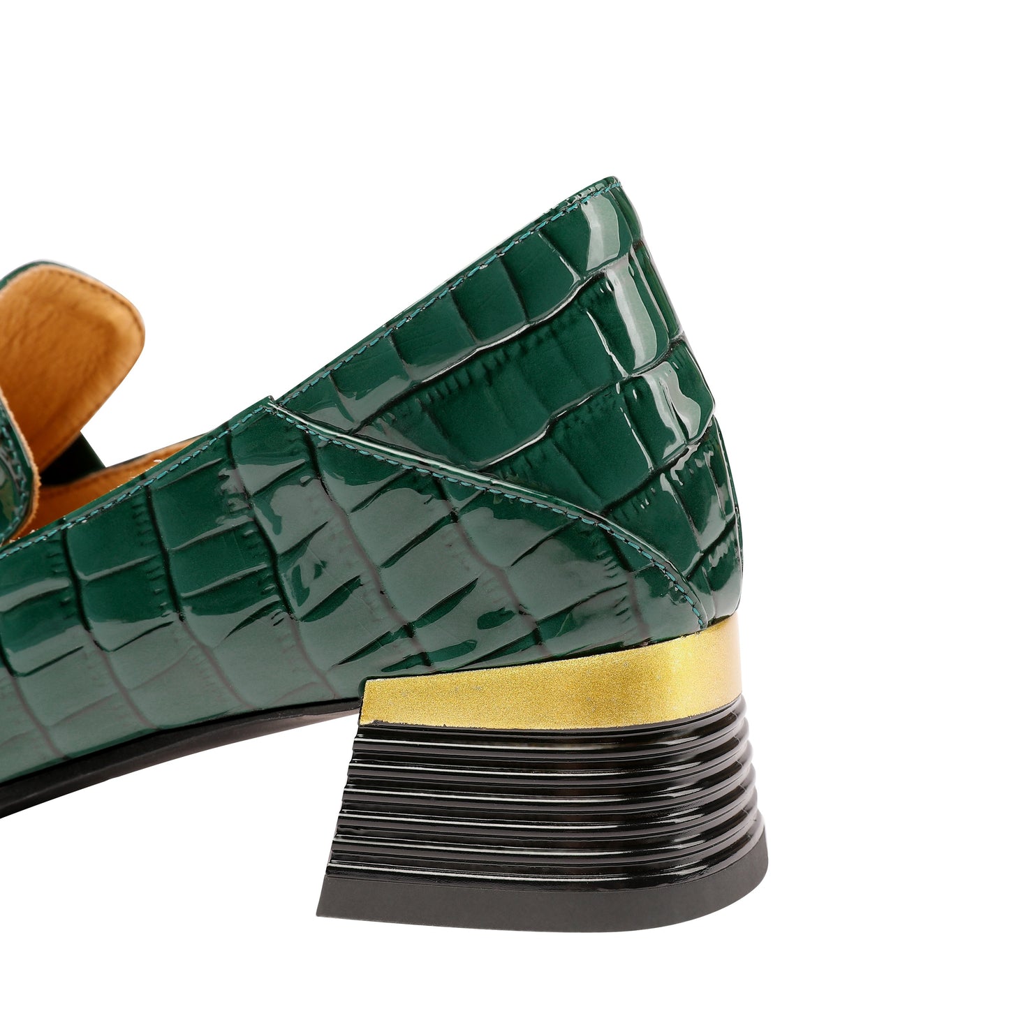 Nine Seven Women's Patent Leather Square Toe Handmade Buckled Casual Loafers Shoes with Low Chunky Heels