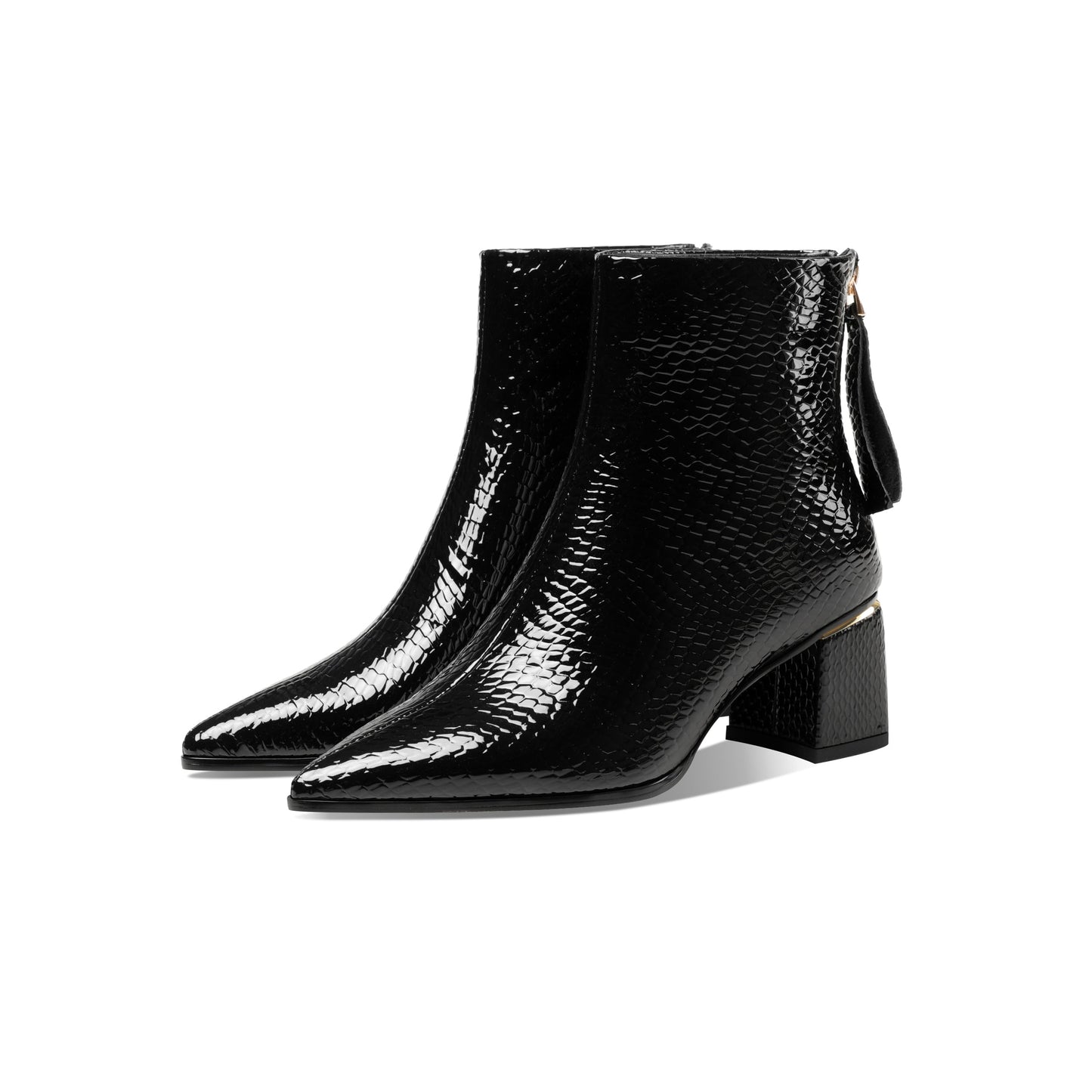 Nine Seven Women's Genuine Leather Handmade Pointed Toe Modern Zip Up Mid Chunky Heel Classic Ankle Boots