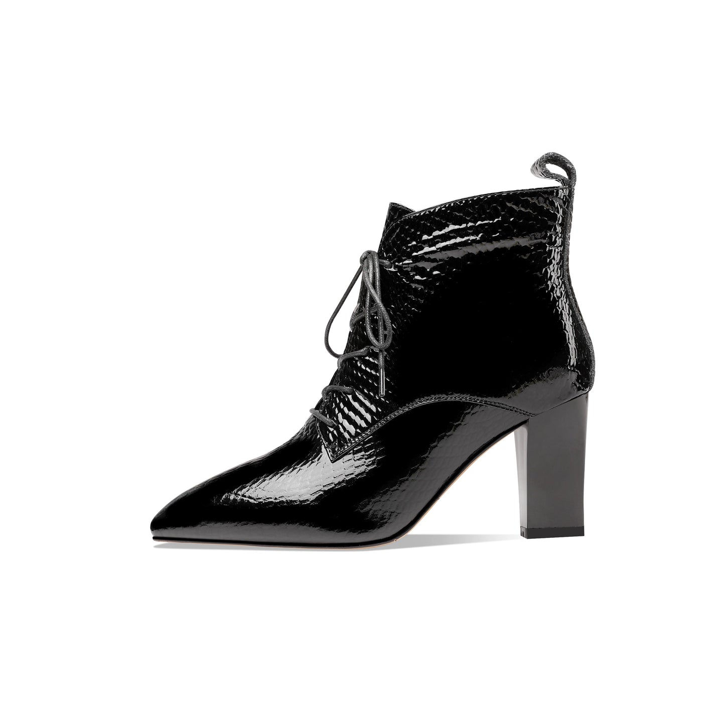 Nine Seven Women's Genuine Leather Handmade Pointed Toe Chunky Heel Lace Up Stylish Ankle Boots