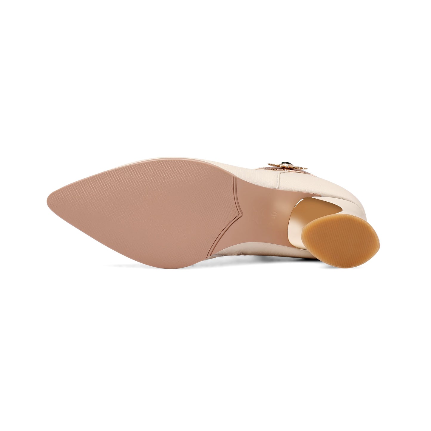 Nine Seven Women's Handmade Genuine Leather Pointed Toe Chunky Heel Side Zip Up Ankle Boots with Glitter Rhinestone