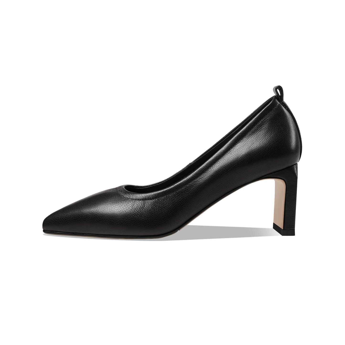 Nine Seven Women's Handmade Genuine Leather Pointed Toe Mid Block Heel Pumps Shoes