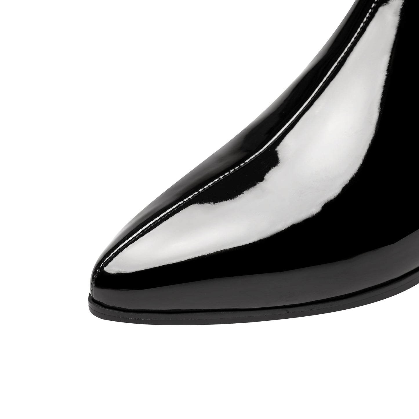 Nine Seven Patent Leather Women's Handmade Comfortable Block Heel Side Zip Up Pointed Toe Cute Bowtie Ankle Booties