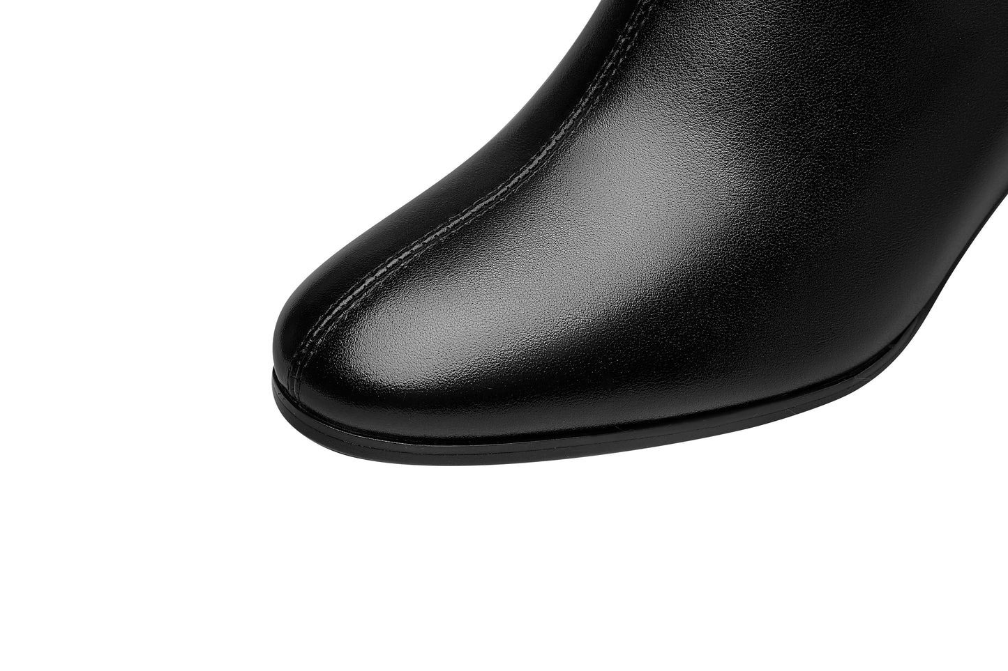 Nine Seven Women's Round Toe Genuine Leather Handmade Cone Heels Back Zip Up Classic Ankle Boots