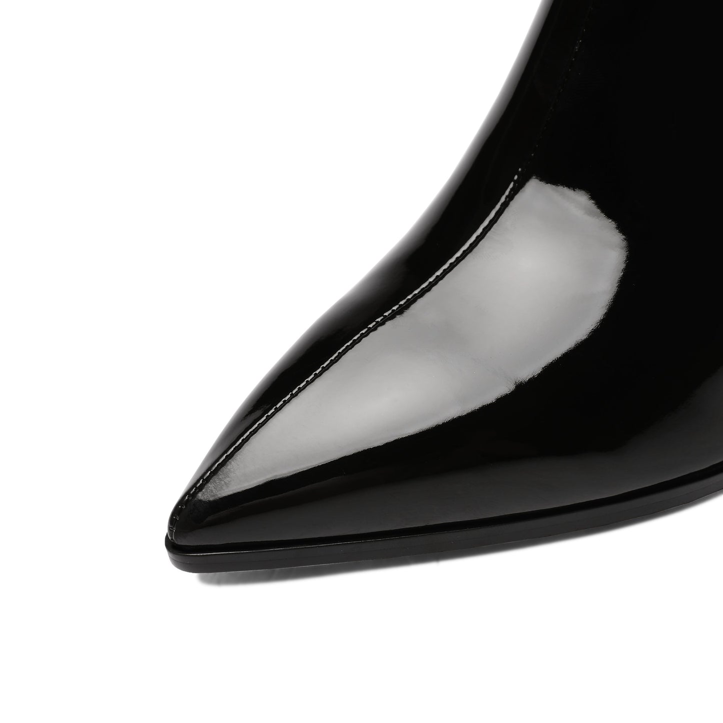 Nine Seven Women's Handmade Patent Leather Side Zip Up Cute Bowtie Chunky Heel Black Ankle Boots