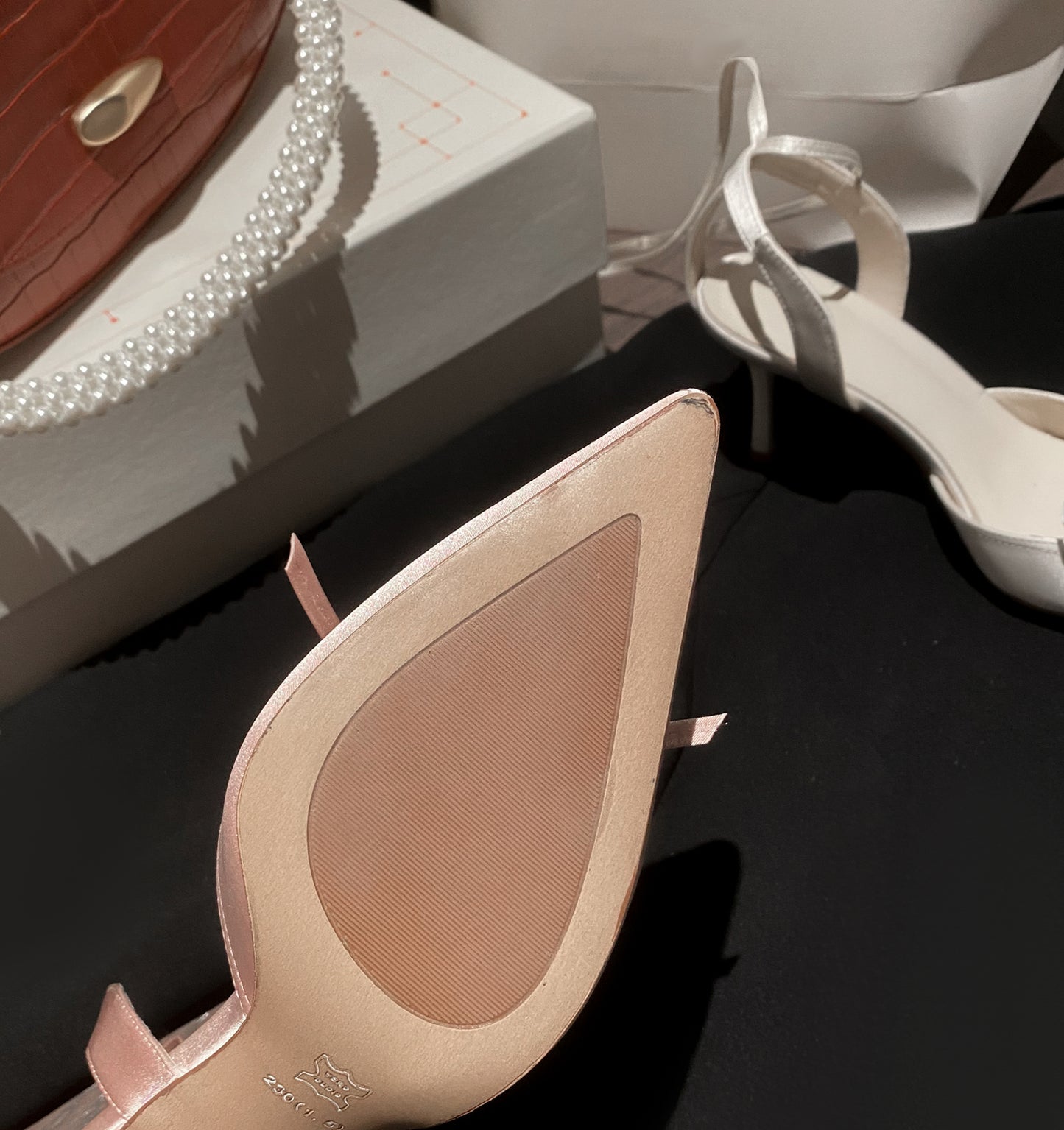 Nine Seven Lace Up Satin Handmade Women's Pointed Toe Spool Heel Calf Band Weeding Pumps Shoes