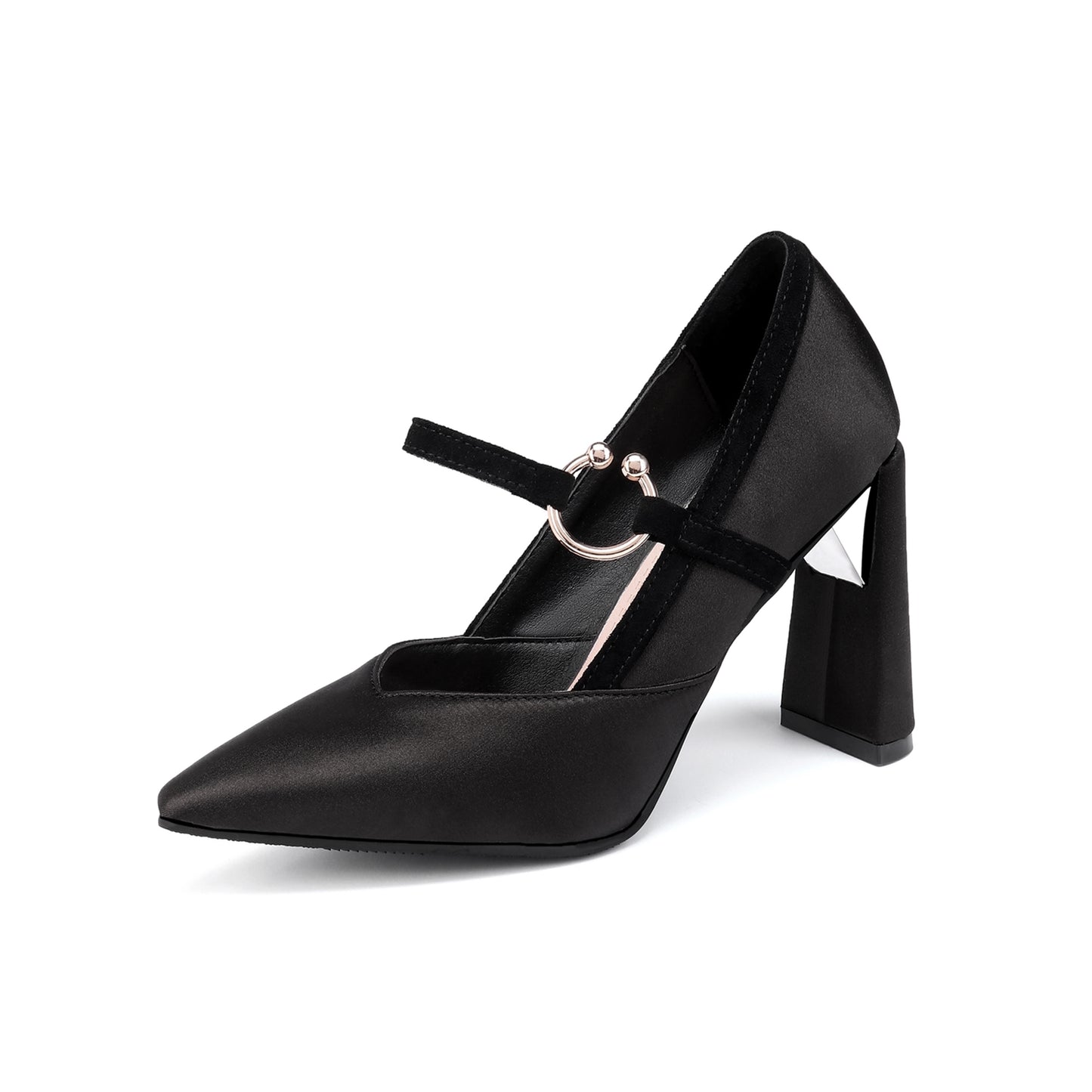 Nine Seven Women's Handmade Pointed Toe Unique Band High Heel Mary Jane Pumps Shoes