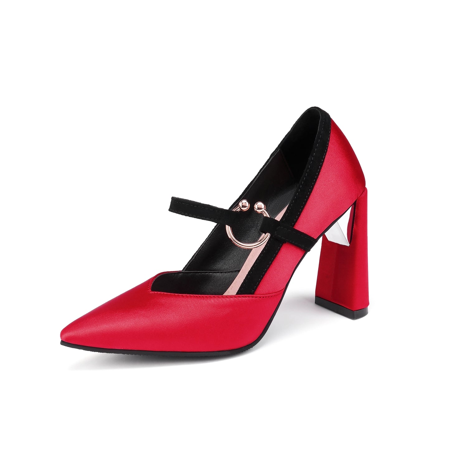 Nine Seven Women's Handmade Pointed Toe Unique Band High Heel Mary Jane Pumps Shoes