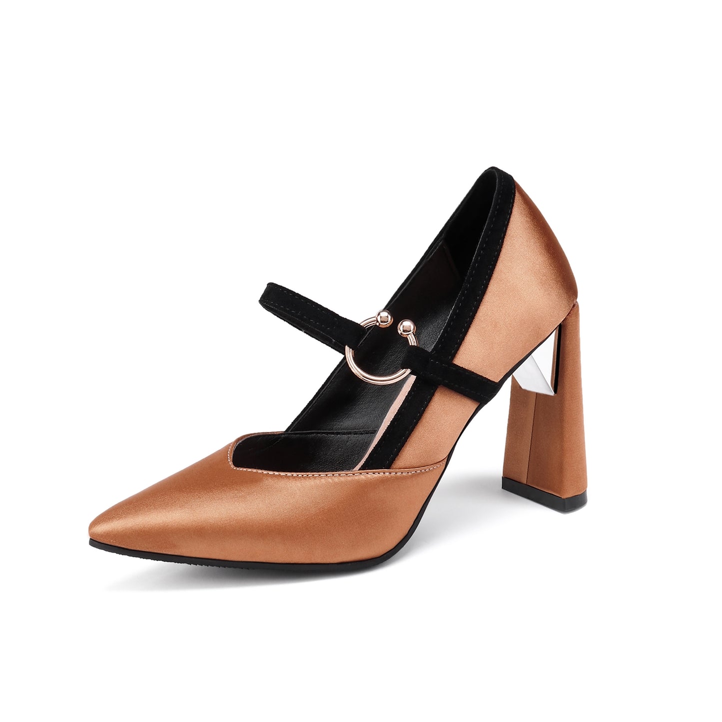 Nine Seven Women's Handmade Pointed Toe Unique Band High Heel Mary Jane Pumps Shoes