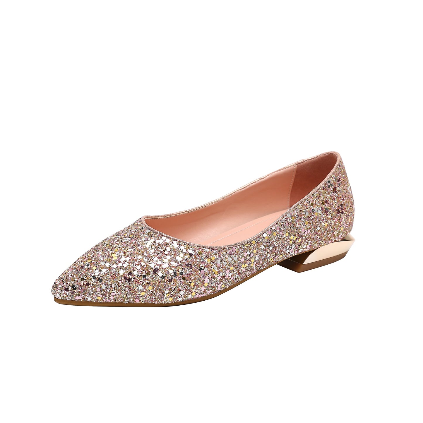 Nine Seven Handmade Women's Glitter Pointed Toe Slip On Flat Weeding Shoes
