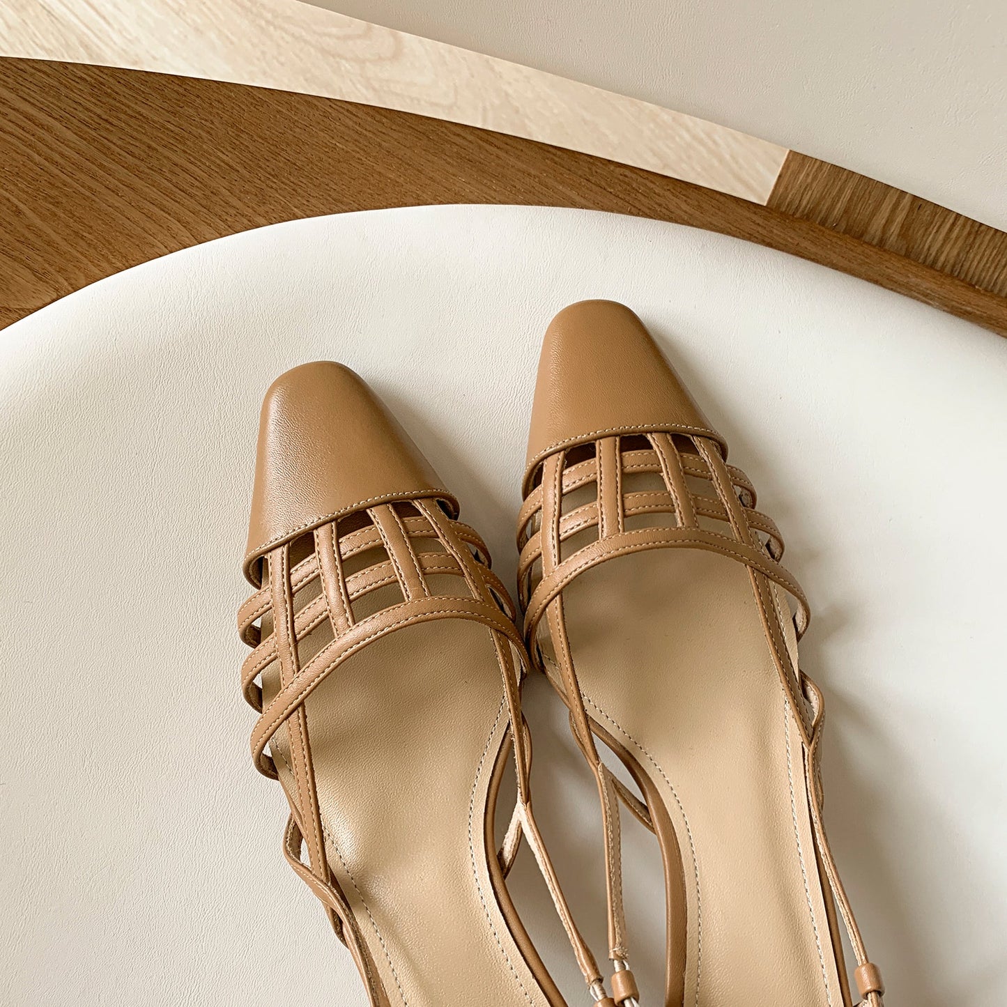 Nine Seven Genuine Leather Women's Handmade Closed Square Toe Chunky Heel Slingback Slip On Sandal Pumps