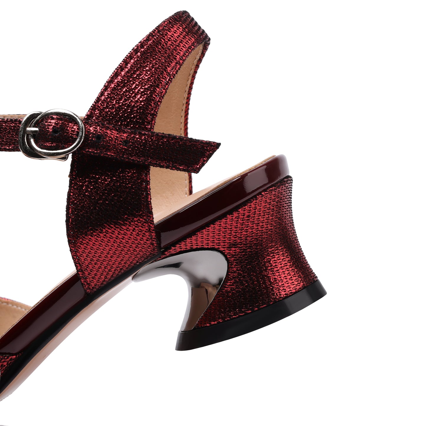 Nine Seven Women's Genuine Leather Handmade Pointed Toe Low Chunky Heel Casual Sandals