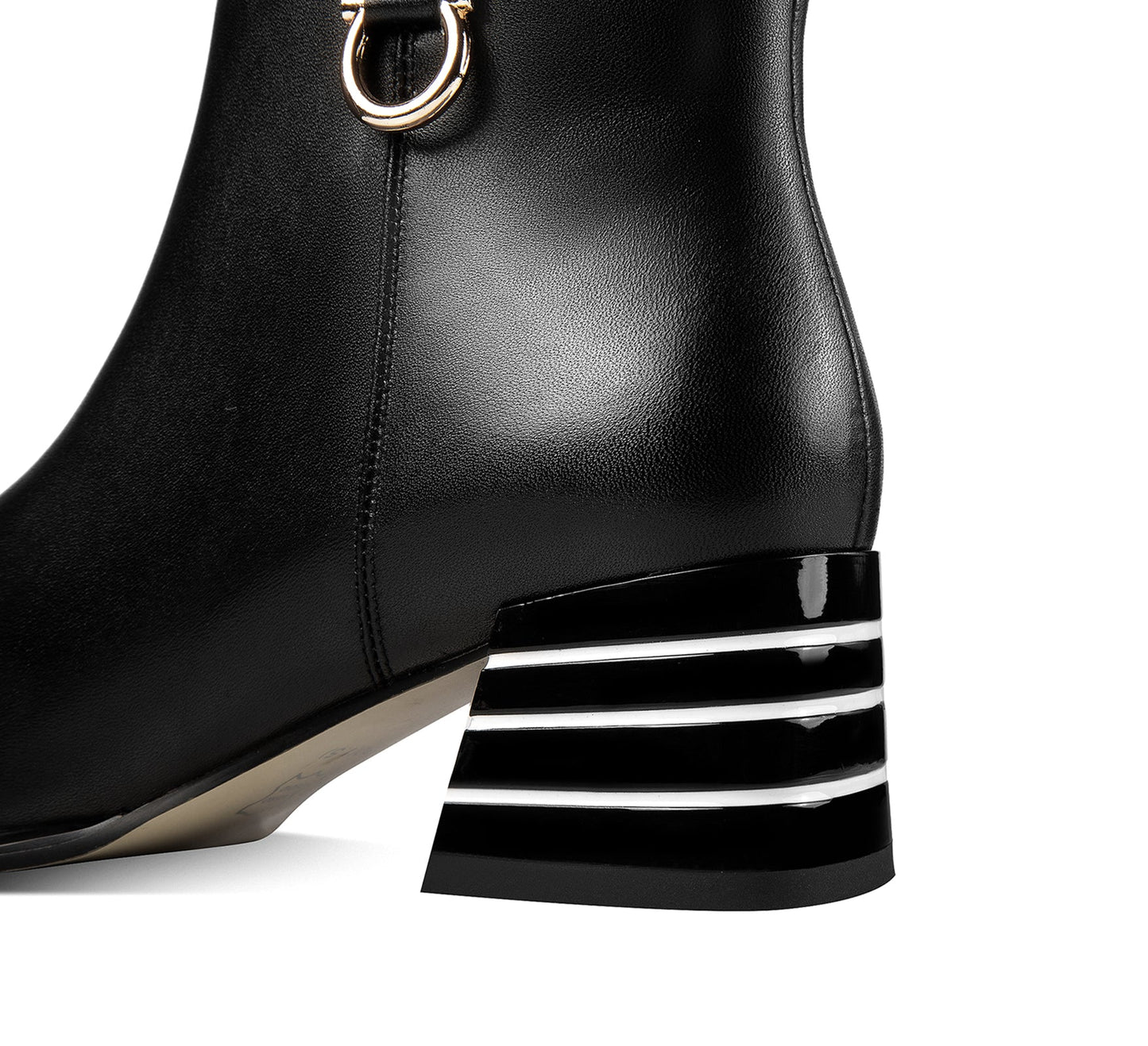 Nine Seven Handmade Women's Genuine Leather Side Zip Up Chunky Heel Round Toe Stylish Ankle Booties