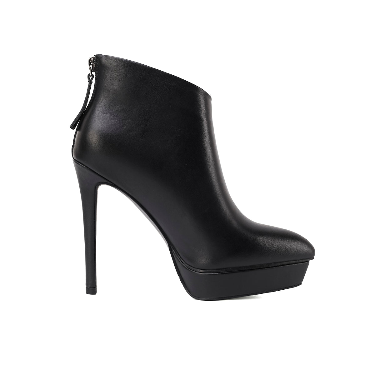 Nine Seven Women's Genuine Leather Pointed Toe Platform Handmade Back Zip Stiletto High Heel Stylish Ankle Boots