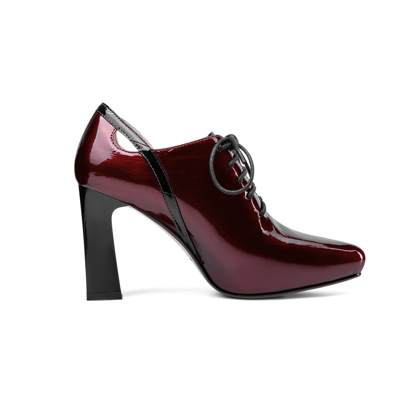 Nine Seven Women's Glossy Patent Leather Handmade Sexy High Chunky Heel Pointed Toe Lace Up Pump Shoes with Platform